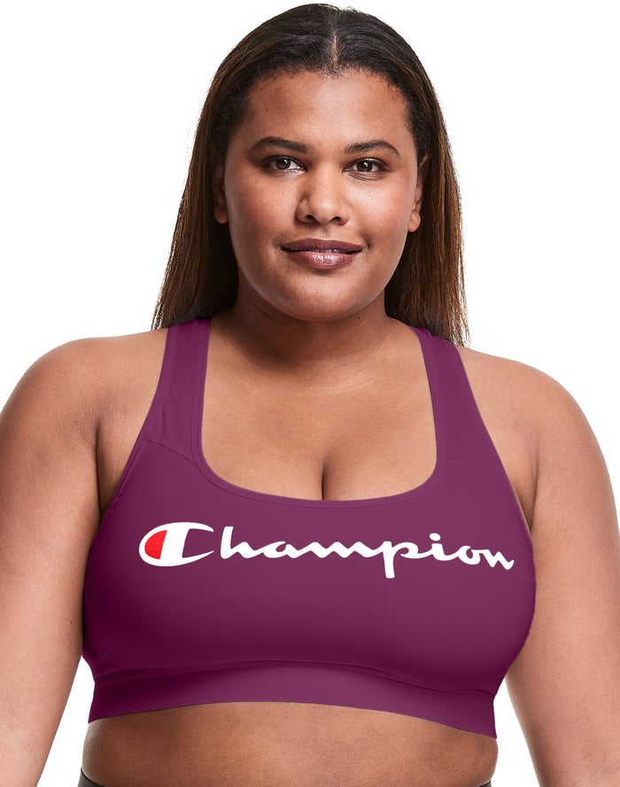 Champion Plus The Absolute Workout Script Logo Sport Bh Dames - DonkerPaars - Belgie 7512DHCEI